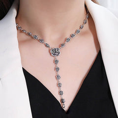 Rose Flower Clavicle Chain Sweater Necklace