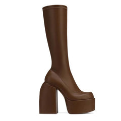 Sofia Platform Over The Knee High Boots Chunky Heels