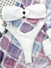 Wrinkled Bandeau High Cut Bikini Women Swimwear Female Swimsuit Two-pieces Bikini set Strapless Bather Bathing Suit Swim V3367