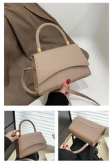 Solid Pu Leather Shoulder Handbags Top Handle Casual Crossbody Bags