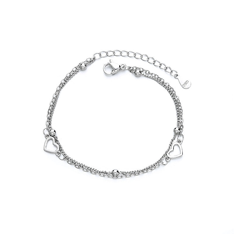 Silver Color Double-layer Sweet Love Bracelets