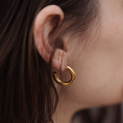 2022 New Stainless Steel Hoop Earrings for Women Stackable C Shape Gold Color Large Circle Punk Hip Hop Earring Fashion Jewelry