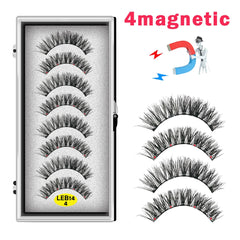 8PCS 4 Magnets Natural Mink Eyelashes false eyelashes magnetic eyelashes  Handmade Artificial With Tweezer Makeup Set