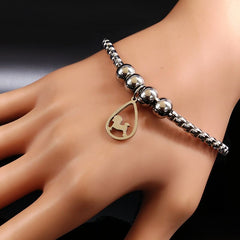 Fashion Dog Stainless Steel Charms Bracelets For Women Silver Color Bracelet Jewelry Gift pulseiras feminina B17822S05