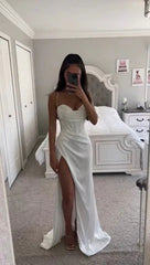 Sling Sleeveless Solid Color Dress One Word Neck Slim Fit Open Back Slit Sexy Dress