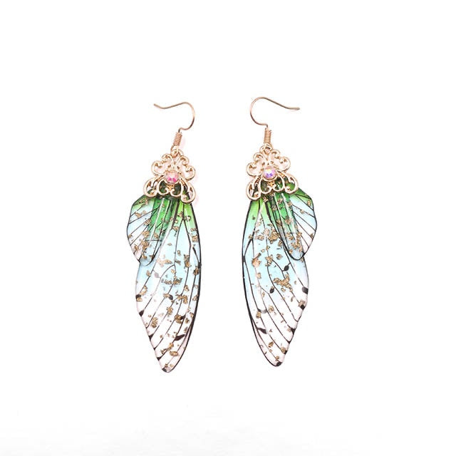 Elowen Butterfly Wing Rhinestone Drop Earrings