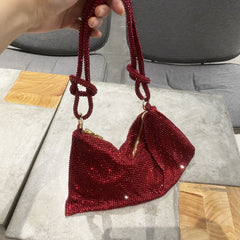 Handle Rhinestone Shiny Underarm Shoulder Bag