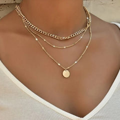 Round Charm Layered Necklace