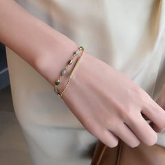 Gold Color Beaded Chain Double Layered