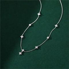 Inlaid Zircon Four-leaf Flower Chain Necklace