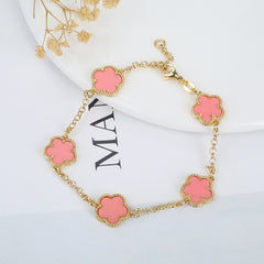 2023 Hot Selling New Design Simple Natural White Shell Five-leaf Petal Flower Bracelet Women&#39;s High Quality Jewelry Gift