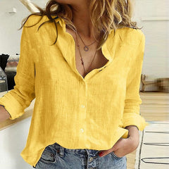 Button Lapel Cardigan Top Loose Long Sleeve Oversized Blouse
