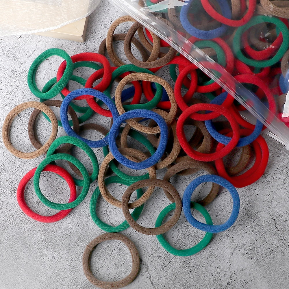 50PCS/Set Basic Hair Bands Simple Solid Colors Elastic Headband Hair Ties Secondary image