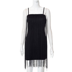 Black Fringed Party mini Dress Bodycon Sleeveless