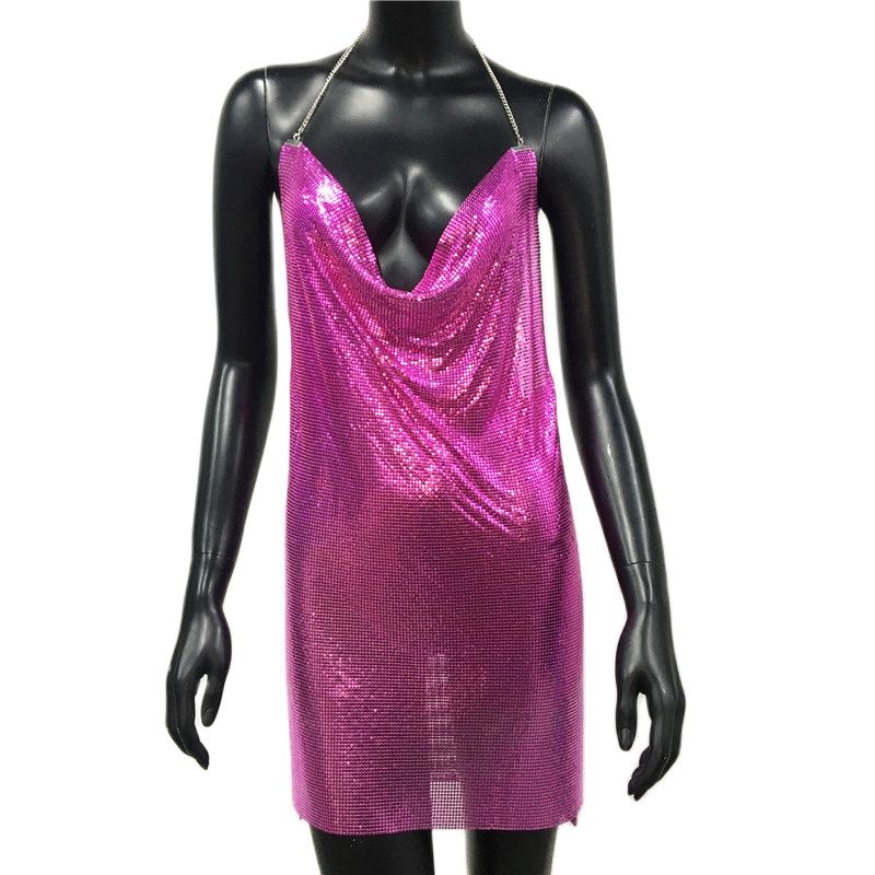 Vesper Metallic Sequin Mesh Mini Dress