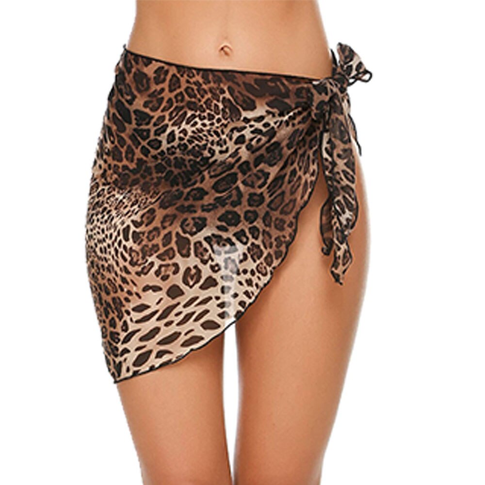 Women Chiffon Short Sarongs Ruffle Hem Bikini Cover Ups Beach Swimsuit Bathing Suit Wrap Skirt for Swimwear