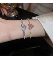 Rhinestones Adjustable Plated Love Heart Bracelet