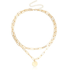 Round Charm Layered Necklace