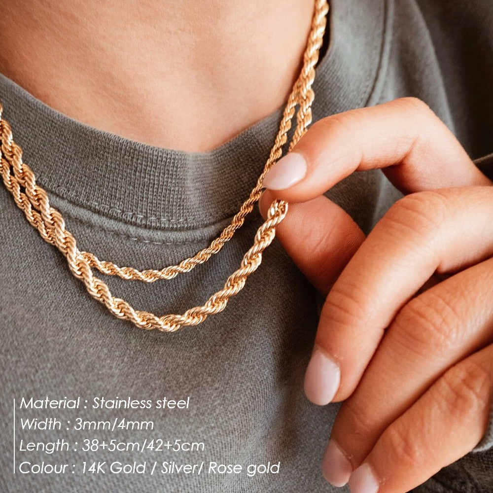 Gold Rope Chain Necklace Chocker