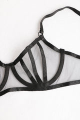 Ellolace Sensual Lingerie Sexy Transparent Bra And Panty Set Garters 3-Piece Porn See Through Underwear Sissy Erotic Costumes