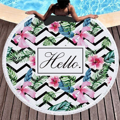 Microfiber Marble Abstract Pattern Beach Towel Round Large Watercolor Yoga Towel With Tassel Beach Mat Blanket Cover