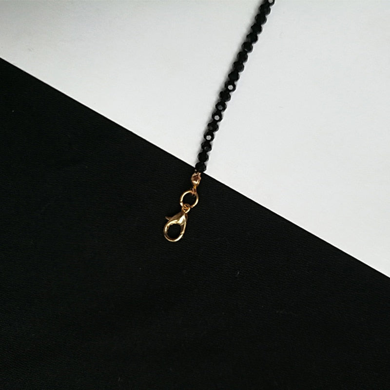 Simple Black Beads Short Necklace
