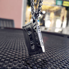 Punk Hip Hop Cassette Necklace Vintage Stainless Steel Men Necklace Chain Fashion Nightclub Rock Jewelry Gift Wholesale