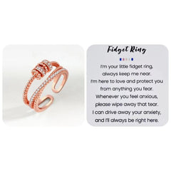 Zircon Beads Cross Fidget Ring With Card for Women Anti Stress Adjustable Anxiety Ring Aesthetic Ring Vintage Jewelry Gifts