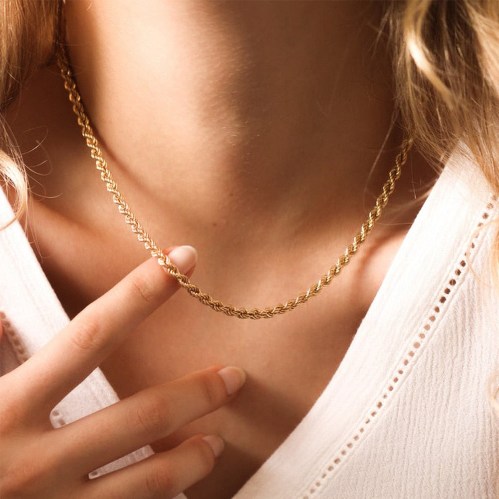 Gold Rope Chain Necklace Chocker