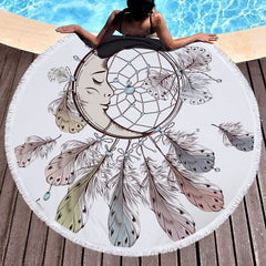 Microfiber Marble Abstract Pattern Beach Towel Round Large Watercolor Yoga Towel With Tassel Beach Mat Blanket Cover