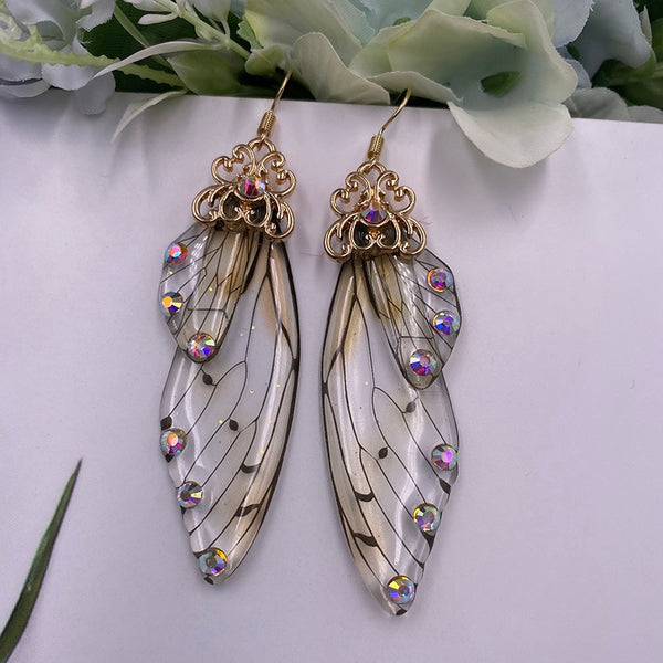 Elowen Butterfly Wing Rhinestone Drop Earrings