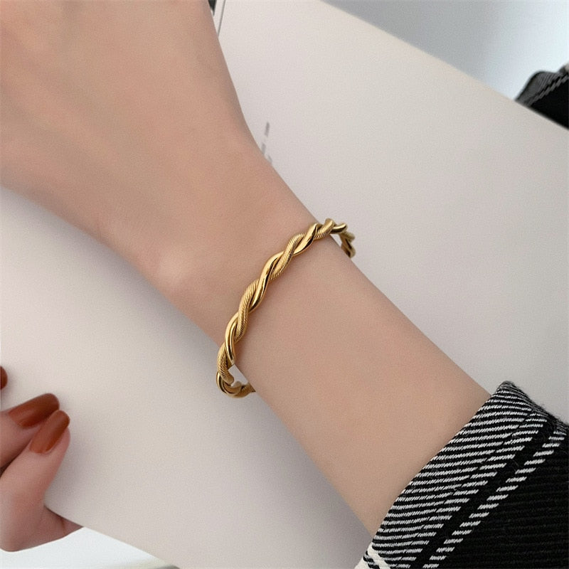 Charm Cuff Twist Bracelets Opening Bangles