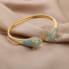 Blue Crystal Cuff Bracelet Double Leopard Design Bracelet