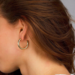2022 New Stainless Steel Hoop Earrings for Women Stackable C Shape Gold Color Large Circle Punk Hip Hop Earring Fashion Jewelry