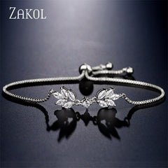 White Shiny Leaf Bracelets Bangles
