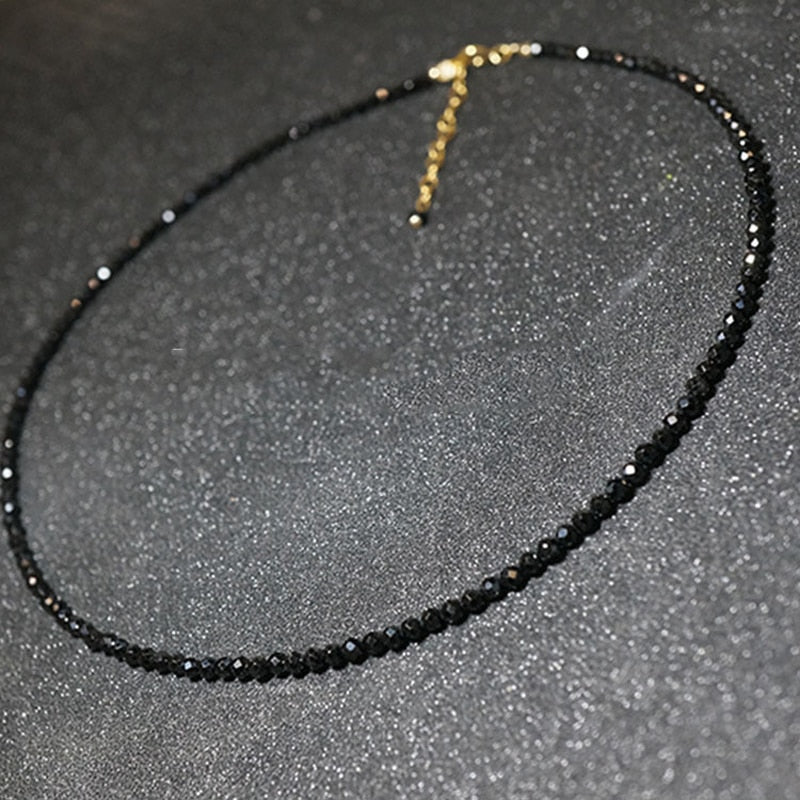Simple Black Beads Short Necklace