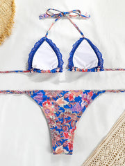 Floral Print Triangle Bikini Set