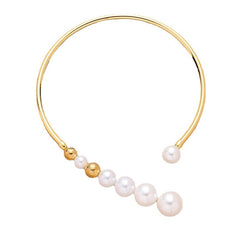 Exaggerated Pearl Necklace For Women Simple Versatile Golden Bead Opening Collar Exquisite Clavicle Korean Fashion Jewelry Gifts