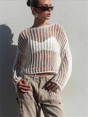 Chloe's Chic Knit: Sexy See-Through Sweater for Autumn