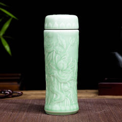 Jingdezhen ceramic teacup thermos mug with lid blue and white porcelain water cup liner office cup portable teacup Gift cup