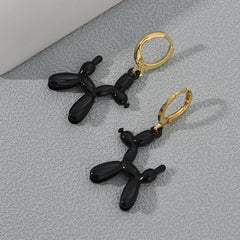 Cute Colorful Enamel Puppy Dog Hoop Earrings