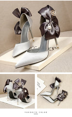 Bow-knot Pumps Shoes High Heels Sandals Stiletto Heels Pearl Shoes