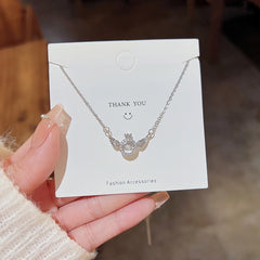 Stainless Steel Cute Bear Pendant Necklace for Women Jewelry Chains Necklaces Zirconia Luxury Choker Korea Wholesale