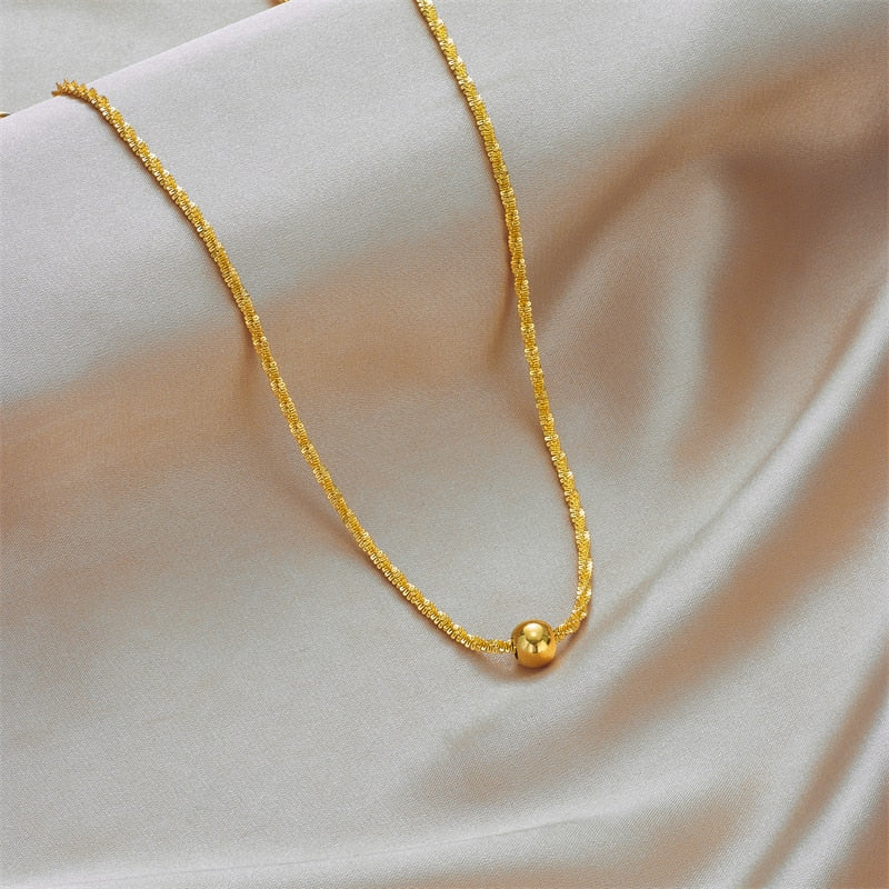 Gold Clavicle Bead Pendant Necklace Secondary image