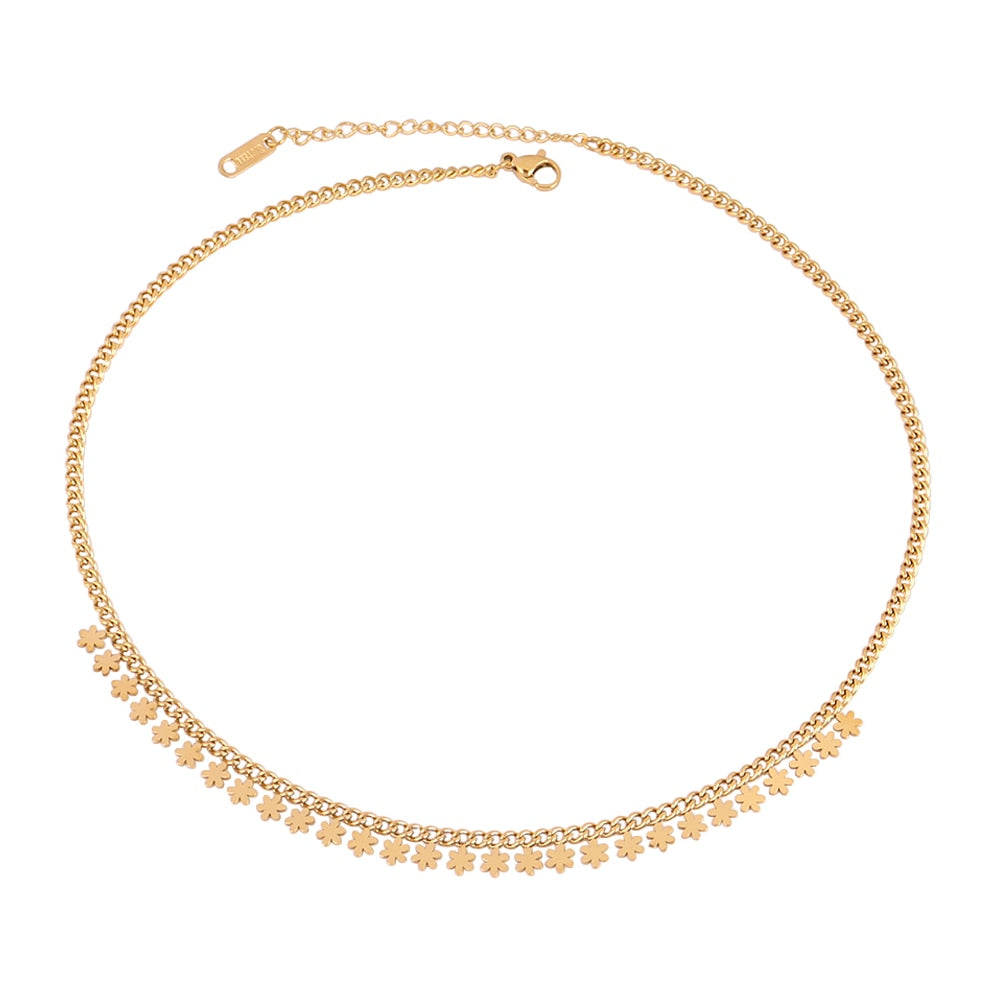 Round Geometric Pendant Necklace Choker