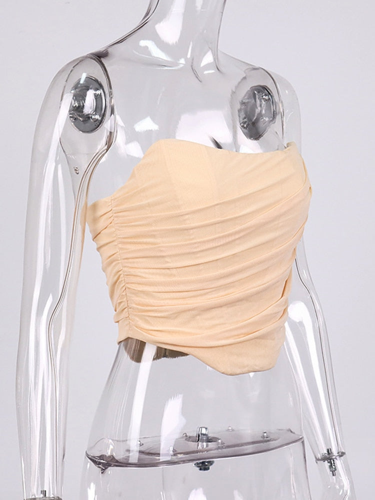 Ottilie Strapless Mesh Bustier Crop Top One-piece