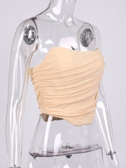 Cryptographic Sleeveless Fashion Strapless Bustier Corset Crop Tops Female Mesh Backless White Women Tops Zipper Summer 2022