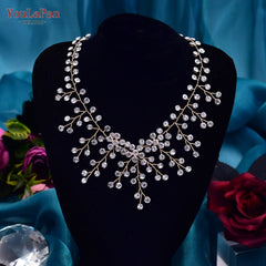 TOPQUEEN HN01 Elegant Crystal Woman Necklace Bridal Clavicle Chain Choker Wedding Party Diamante Brides Jewelry Anniversary Gift
