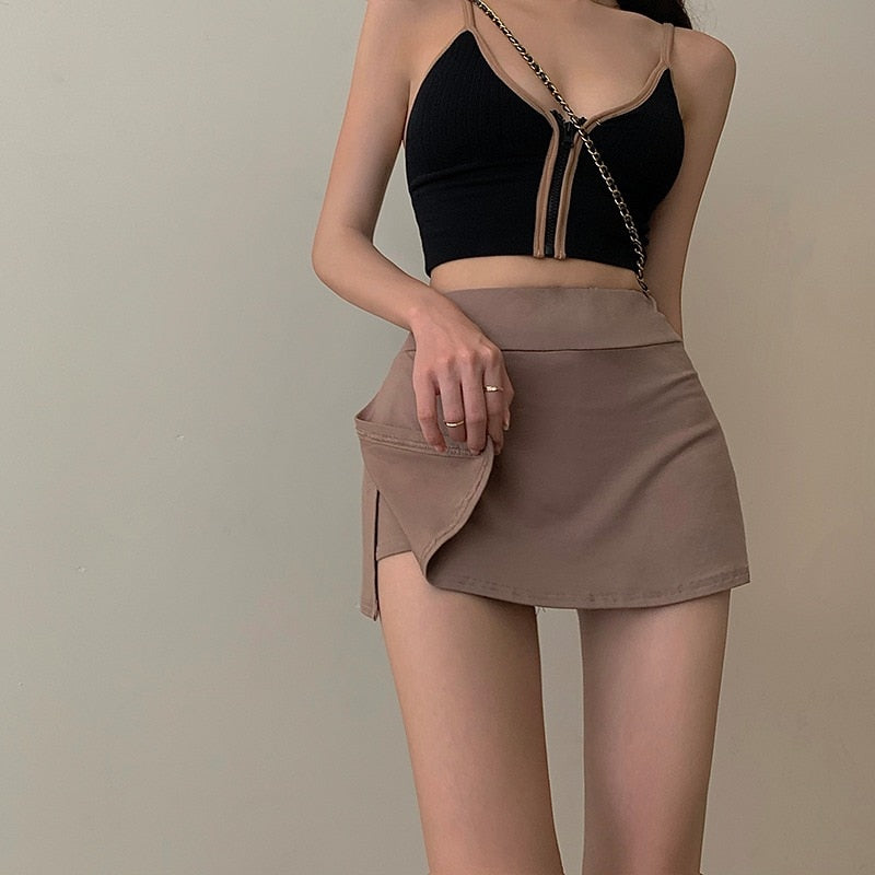 Serena High-Waist Split Tennis Mini Skirt One-piece