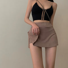 Tennis Skirt High Waist Girl Tight Bag Hip Short Skirt split Mini skirt